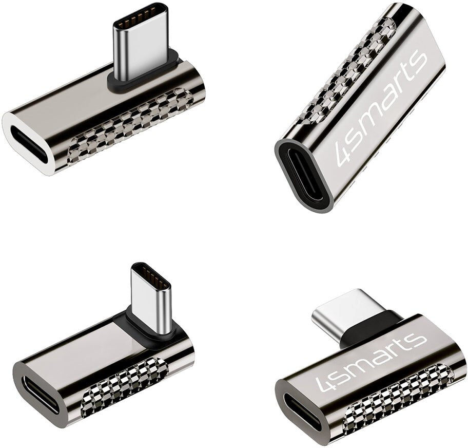 4Smarts USB-C til USB-C Vinklet Adaptersæt - 4 stk. - Sort