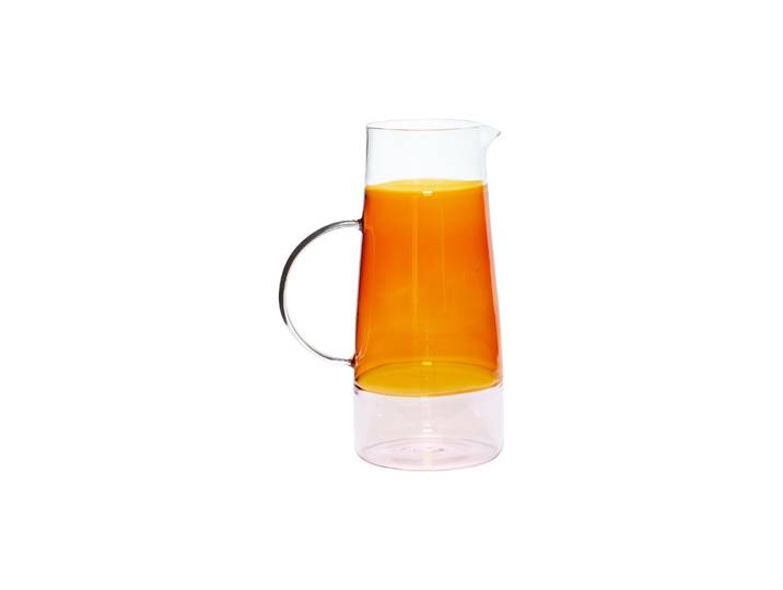 HÜBSCH - Carafe Lemonade - Orange - Verre soufflé bouche