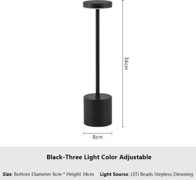 Inspired Living LumiTouch Rechargeable Table Lamp Touch Bedside LED Night Light Cordless Ambient Lamp black