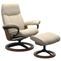 Stressless Sessel mit Hocker Consul Signature Leder Beige Batick Cream M (Medium)