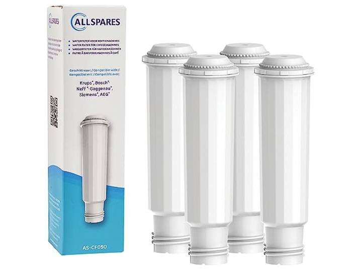 AllSpares Waterfilter (4 stuks) geschikt voor Bosch Siemens TCZ6003, TZ60003 Krups F088 Vervangingsfilter voor espressomachines