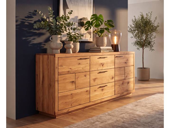 Sideboard Windsor aus hochwertigem Eichenholz mit optionalem Hirnholzeinsatz – Montierte Lieferung – 3%-Vorkasse-Rabatt