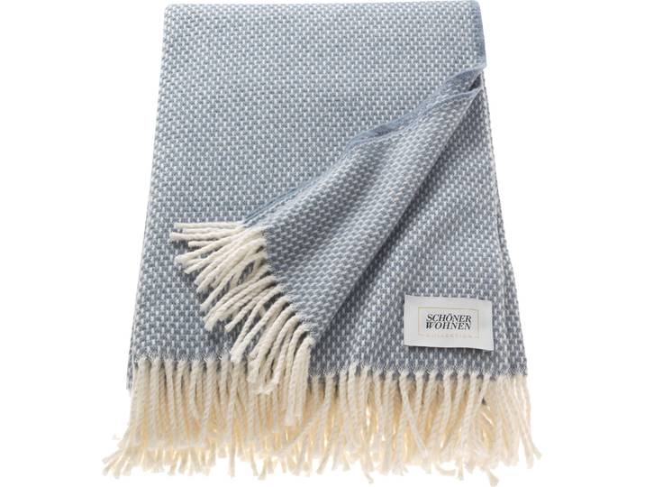 Wohndecke Zen, Fransen, Kuscheldecke , blau (nachtblau), B:140cm L:200cm, Baumwolle, Polyacryl, SCHÖNER WOHNEN-KOLLEKTION, Wohndecken, Wohndecke, mit Fransen, Kuscheldecke