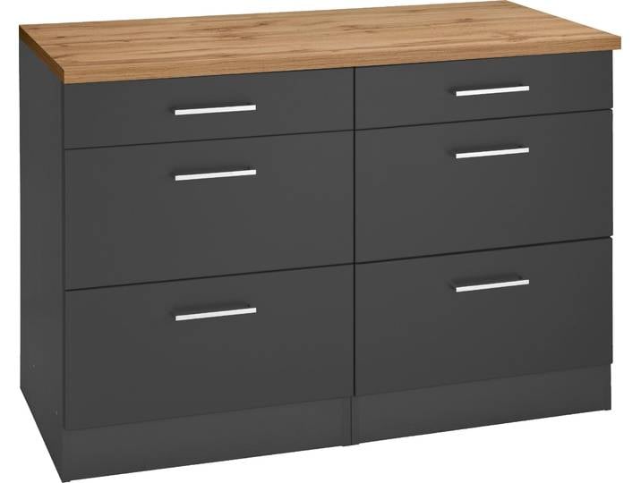 Unterschrank KOCHSTATION KS-Kehl , grau, B:120cm H:85cm T:60cm, MDF, Schränke, Unterschrank, Breite 120 cm