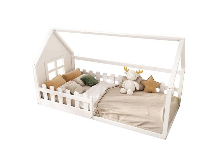 Flora Grace Hausbett 90/200 cm Weiß aus Kiefer und MDF – kindgerechtes Design, Holz, 90x200 cm, Babymöbel & Kindermöbel, Kinderzimmer & Jugendzimmer, Kinderbetten, Spielbetten