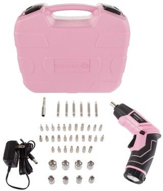 Pivoting Screwdriver 45 Pc. Set-Pivoting Cordless Power Tool with Rechargeable 3.6V Lithium Battery by Stalwart
