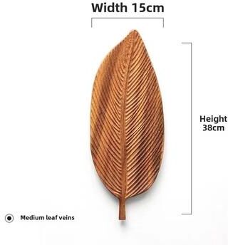 Uplift Essentials Leaf Shaped Oleander Wood Tray With Handle For Breakfast Desserts And Snacks dark Gray