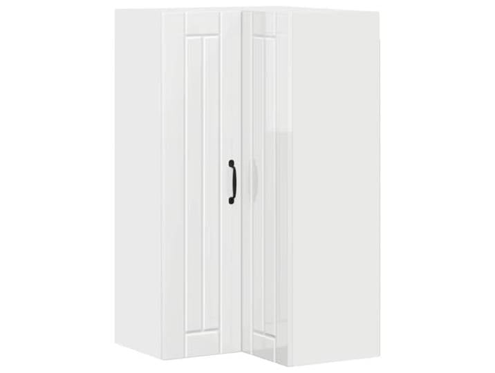 HKTMGDNG Wand-Eckschrank Küchenschrank Hochglanz Weiß 57x57x100 cm Platzsparender Eckschrank aus Holzwerkstoff für die Küche mit 2 Türen und 2 Böden für ordentliche Aufbewahrung.