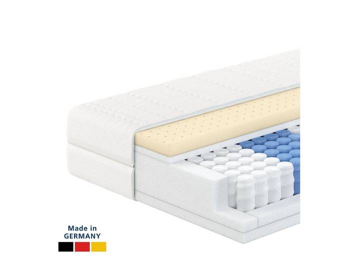 Taschenfederkernmatratze 7-Zonen Federkernmatratze mit Latex, Premium Latex-Matratze, Langlebig, AM Qualitätsmatratzen, 24 cm hoch, 90x200 cm
