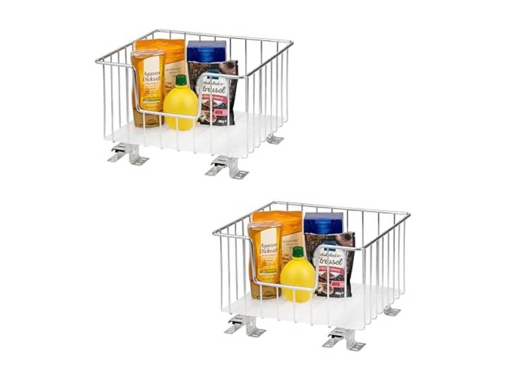 bremermann Korbauszug 2er Set für Oberschränke 30 cm Breite, ausziehbarer Schrankeinsatz für Regale und Speisekammer, Teleskop-Gewürzregal - Teleskopschublade mit Einlegeboden, Chrom