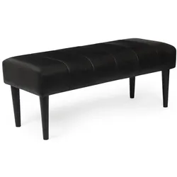 Bank Benea aus Leder und Mangoholz - 90 cm, Schwarz