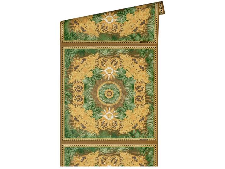 \ JUNGLE\ SATIJN GLANZEND MEDUSA HOOFD BEHANG Design - goud bruin groen - A.S. Création Versace 5