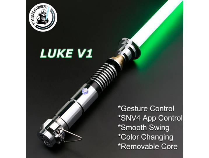 Sabre laser TXQSABER Luke Skywalker Neo Pixel Smooth Swing avec 16 sons, poignée métallique brillante, réplique de blaster, jouet pour enfants