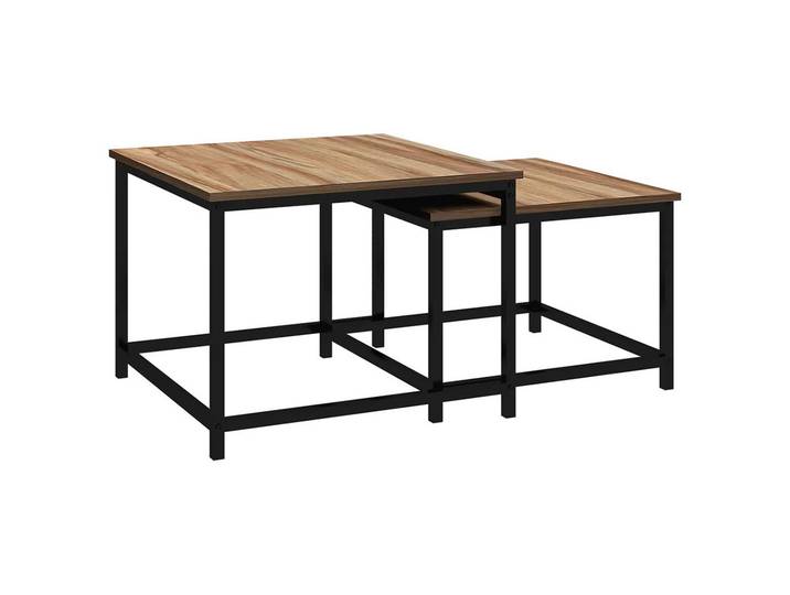 HOMCOM Couchtisch 2er-Set Beistelltisch Kaffeetisch Satztisch im Industriedesign