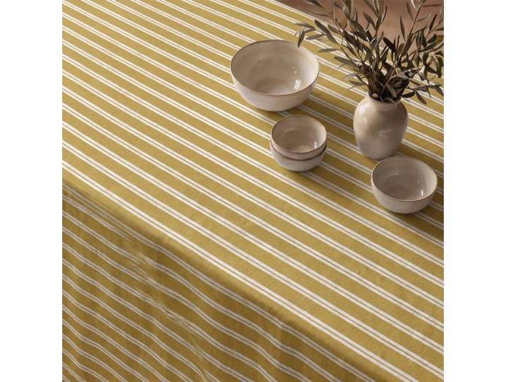Nappe anti-taches 100% coton jaune 250x155 cm
