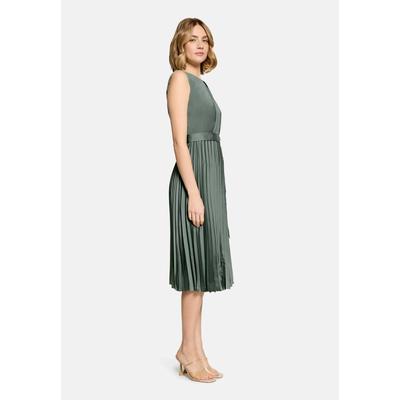Midikleid BETTY & CO "Damen mit Plissee", Damen, Gr. 44, Normalgrößen, ohne Ärmel, grün (mintgrün), Obermaterial: 100% Polyester. Futter: 100% Polyester, figurumspielend lang, Rundhals, Kleider Midikleid, Plissee