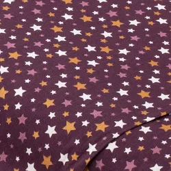 Baumwollstoff Sternchen "Mona", mauve/kupfer/weiß