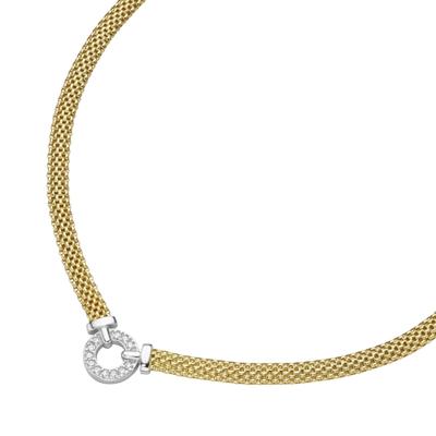 Collier SMART JEWEL "elegant mit Zirkonia, Silber 925", silber (silber, vergoldet bicolor), Halsketten, Damen, 45cm, Silber 925 (Sterlingsilber), Collier