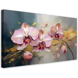 LEINWANDBILD Rosa Orchideen-Blumen-Glamour 100x50cm