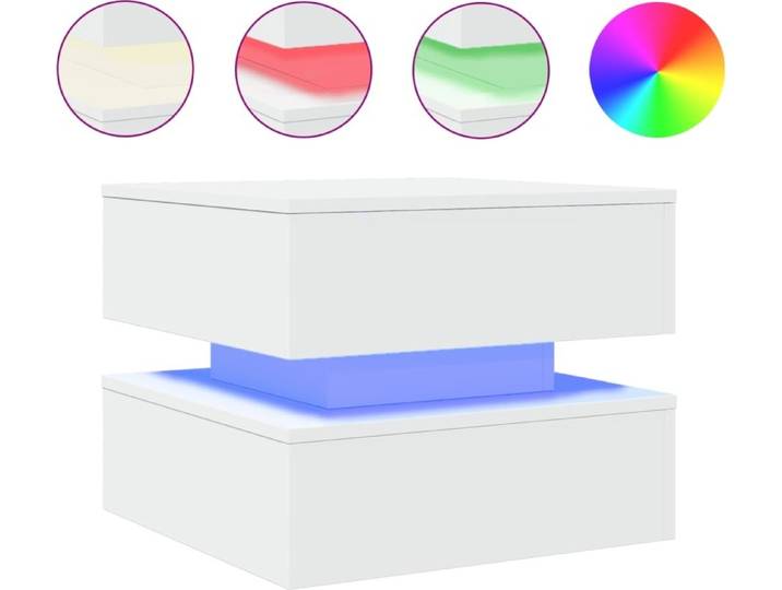 vidaXL Table basse avec lampes LED blanc 50x50x40 cm