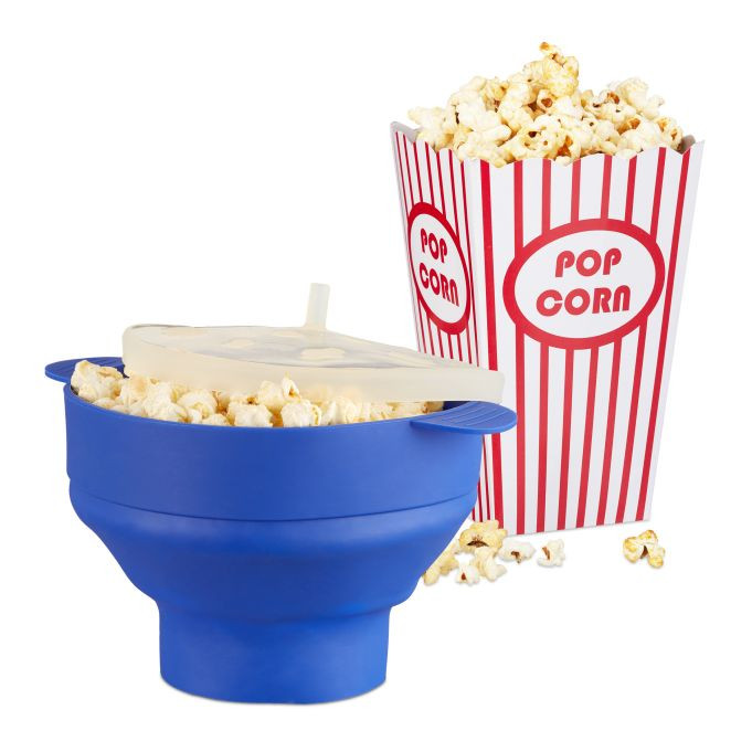 Relaxdays 49-delige popcorn set blauw