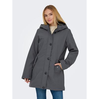 Parka ONLY "ONLOLIVIA LIFE PARKA COAT CS OTW", Damen, Gr. M, grau (schwarzened pearl), Web, Obermaterial: 100% Polyester, unifarben, Jacken Parka