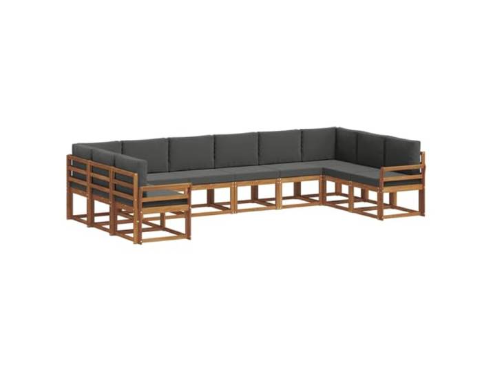 PUGYNBK Modulares Sofa für den Außenbereich, 10-teilig, Akazienholz Sektionales Design, Rückenlehne Lamellen, ergonomische Armlehnen, ideal für den Garten
