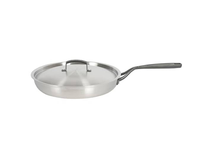 Babish 30,5 cm dreilagige Edelstahl-Bratpfanne mit Deckel und schwarzem Griff, professionelle Pfanne zum Anbraten, Sautieren und gleichmäßiges Kochen