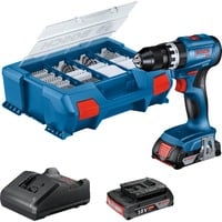 Akku-Schlagbohrschrauber GSB 18V-45 Professional, 18Volt blau/schwarz, 2x Li-Ionen Akku 2,0Ah, 82-teiliges Zubehör-Set, in L-Case