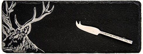 Selbrae House Just Slate Company Stag Mini Slate Cheese Board & Knife Set
