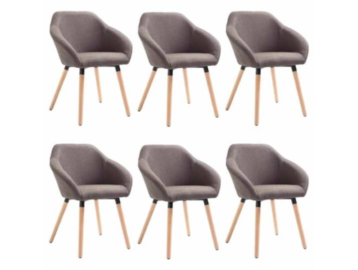 HKLGBVCR 6 Esszimmerstühle, Taupe, Stoff, für Esszimmer Set mit 6 Stühlen, Stoff, taupefarben, gepolsterte Armlehnen, Beine aus Holz und schwarzem Metall, Esszimmer, Wohnzimmer