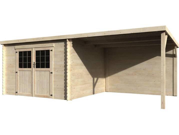 Abri jardin bois Eden avec extension - 18.02 m² - 6.05 x 2.98 x 2.09 m - 28 mm