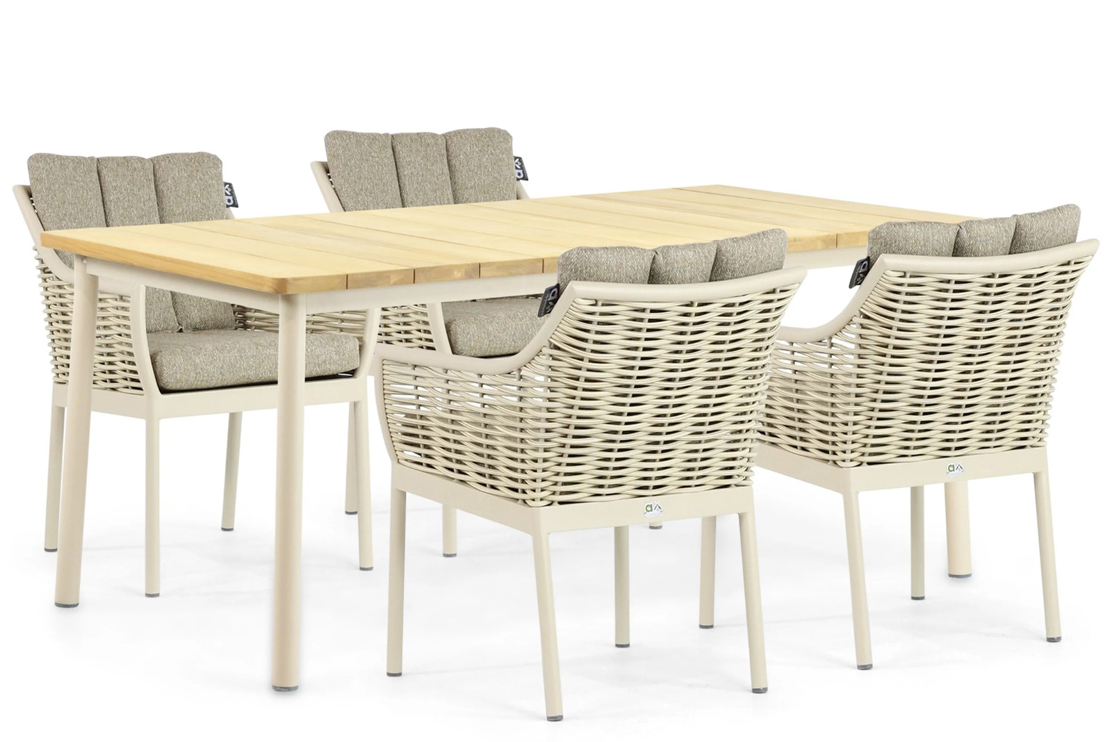 Apple Bee Milou 5-delige moderne tuinset met aluminium en teak, beige, tafel 180 cm