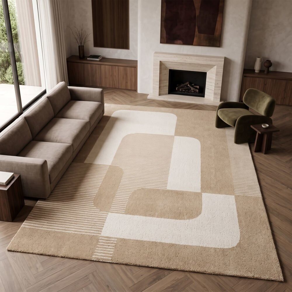 The Deco Factory Tapis doux à relief moderne graphique beige 160x230 Beige 230x1x160cm