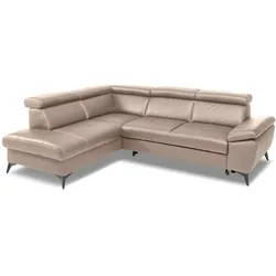 Ecksofa Rio Leder Grau Taupe