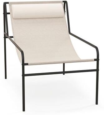 Costway Patio Sling Lounge Chair with Removable Headrest Pillow and Metal Frame-Beige