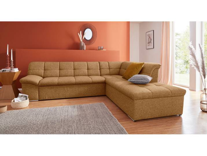 Ecksofa, 271x232 cm, Holzwerkstoff, Gold, Ottomane Rechts, Modern, Domo-Collection