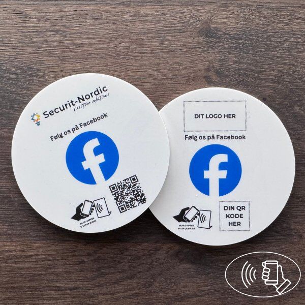 Securit Skilt M/chip Selvklæb Rund, Eget Logo, Facebook