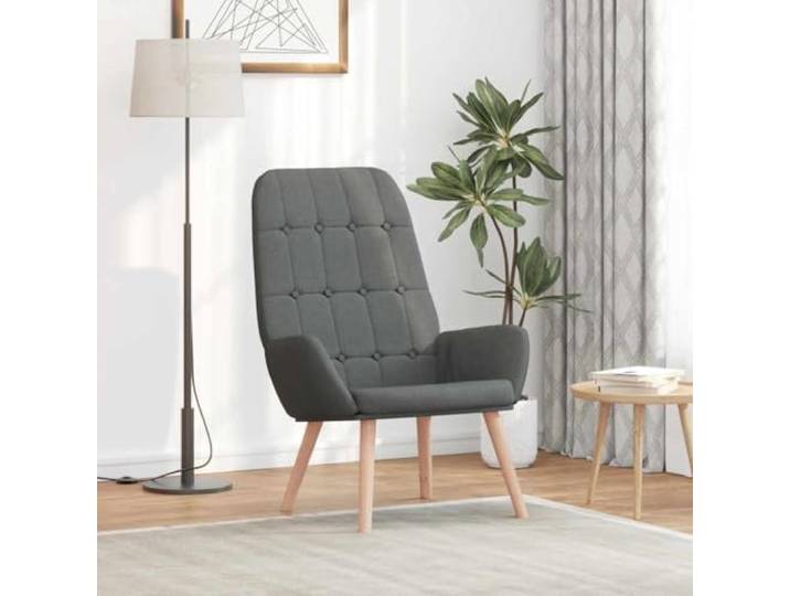 NLQMSU Relaxsessel, dunkelgrau, aus Polyestergewebe mit Struktur Gepolsterte Sitzfläche, dicke Rückenlehne, bequeme Armlehnen, Holzbeine, Verwendung im Wohnzimmer, Schlafzimmer, Büro