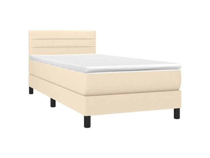 vidaXL Boxspringbett mit Matratze Creme 100x200 cm Stoff