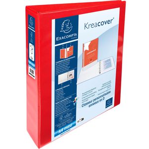 Exacompta Präsentationsringbuch 51843RE, A4, 4 Ringe, Ø 40mm, aus PP, rot, 3 Außentaschen