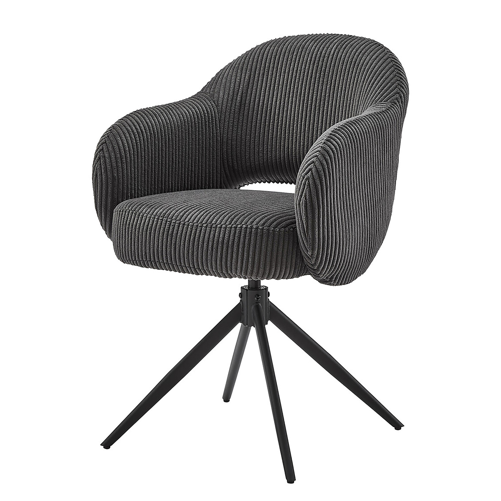 home24 Stoel Mauch met armleuningen grijs/antraciet Corduroy B/D/H: 58 x 60 x 84 cm