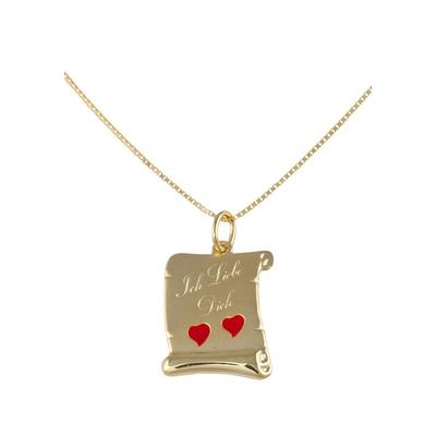 Kette mit Anhänger FIRETTI "Schmuck Geschenk Gold 375 Halsschmuck Halskette Goldkette Venezianer", gold (gelbgoldfarben, rot), Halsketten, Damen, Gelbgold 375, L: 45, mit Emaille und fester Gravur "Ich liebe Dich"