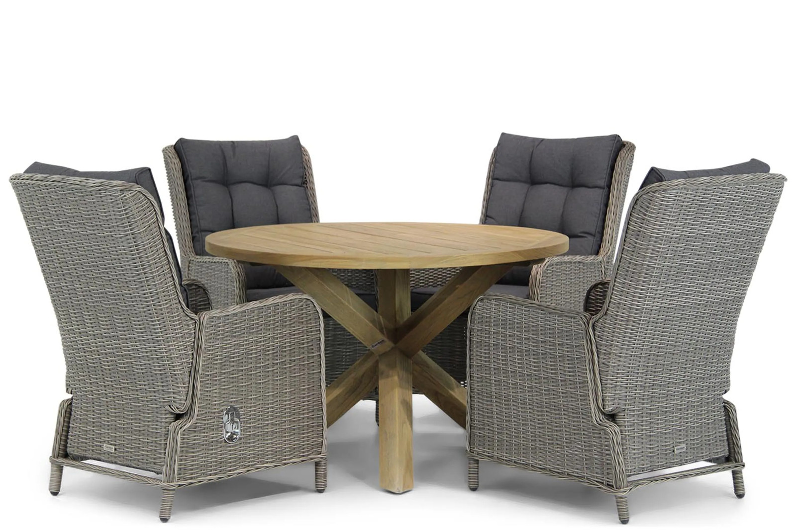 Garden Collections Kingston Sand City Dining Tuinset, Rond, 120 cm, Grijs/Bruin