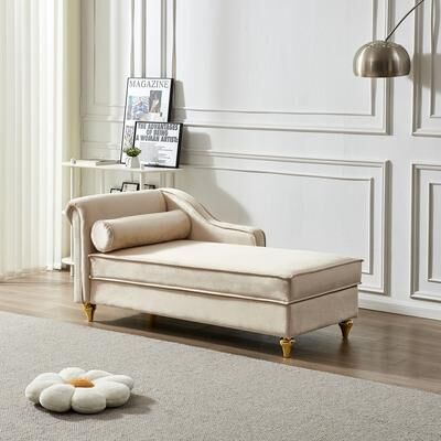 Velvet Upholstery Chaise Lounge Chair with Storage