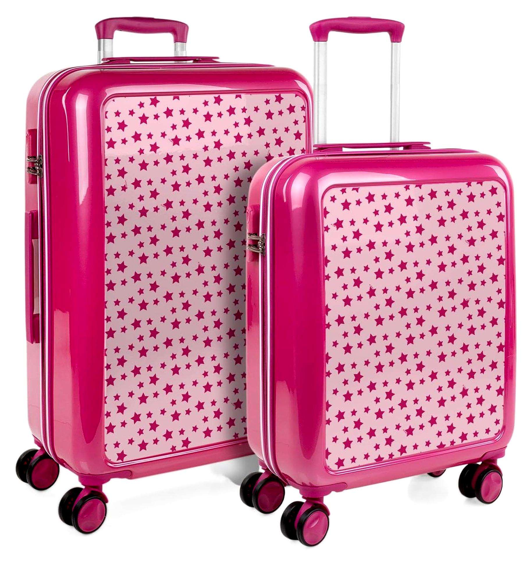 Leicht Koffer Set Polycarbonat Reisekoffer Set für Flugreisen - Dauerhaft Hartschalenkoffer Set - Kofferset Hartschale mit TSA Kombinationsschloss - Robuster und Leichter Reisekoffers, Fuchsia