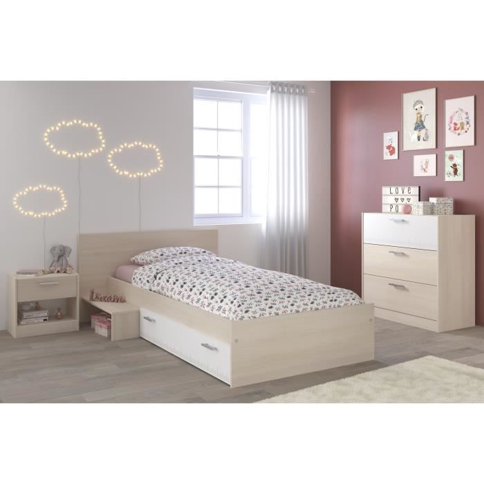MARCO Kinderschlafzimmer Komplett in modernem Stil mit hellem und weißem Akaziendekor - B 90 x B 190 cm