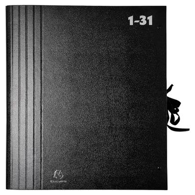Exacompta 61650B Fächermappe mit hoher Kapazität, Ordnung nach Zahlen, 31 Fächer, schwarz - Schwarz