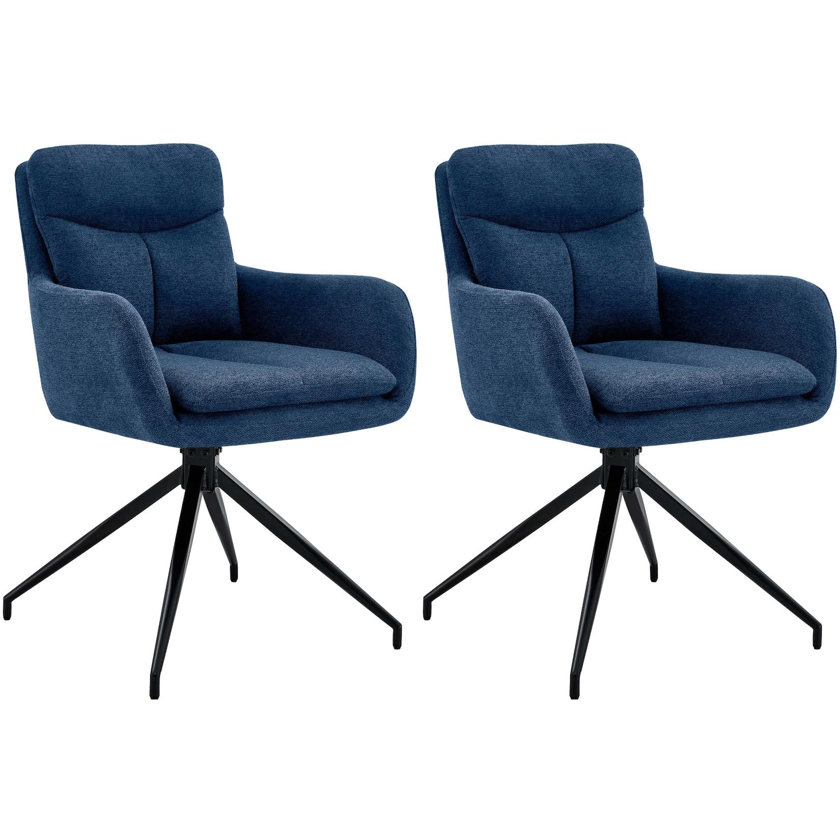 CLP 2er Set Esszimmerstuhl Somers Stoff - Farbe: blau