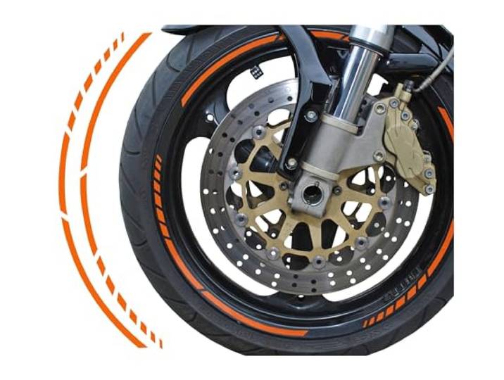 Foliatec PIN Striping Racing, sierstrips voor motorfietsen, zelfklevend, wasstraatbestendig, sportieve look in racing-stijl, oranje